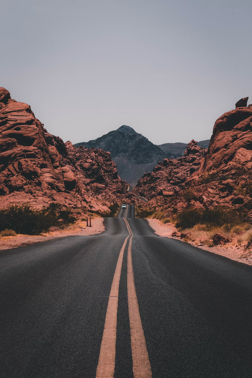 Open road through a landscape